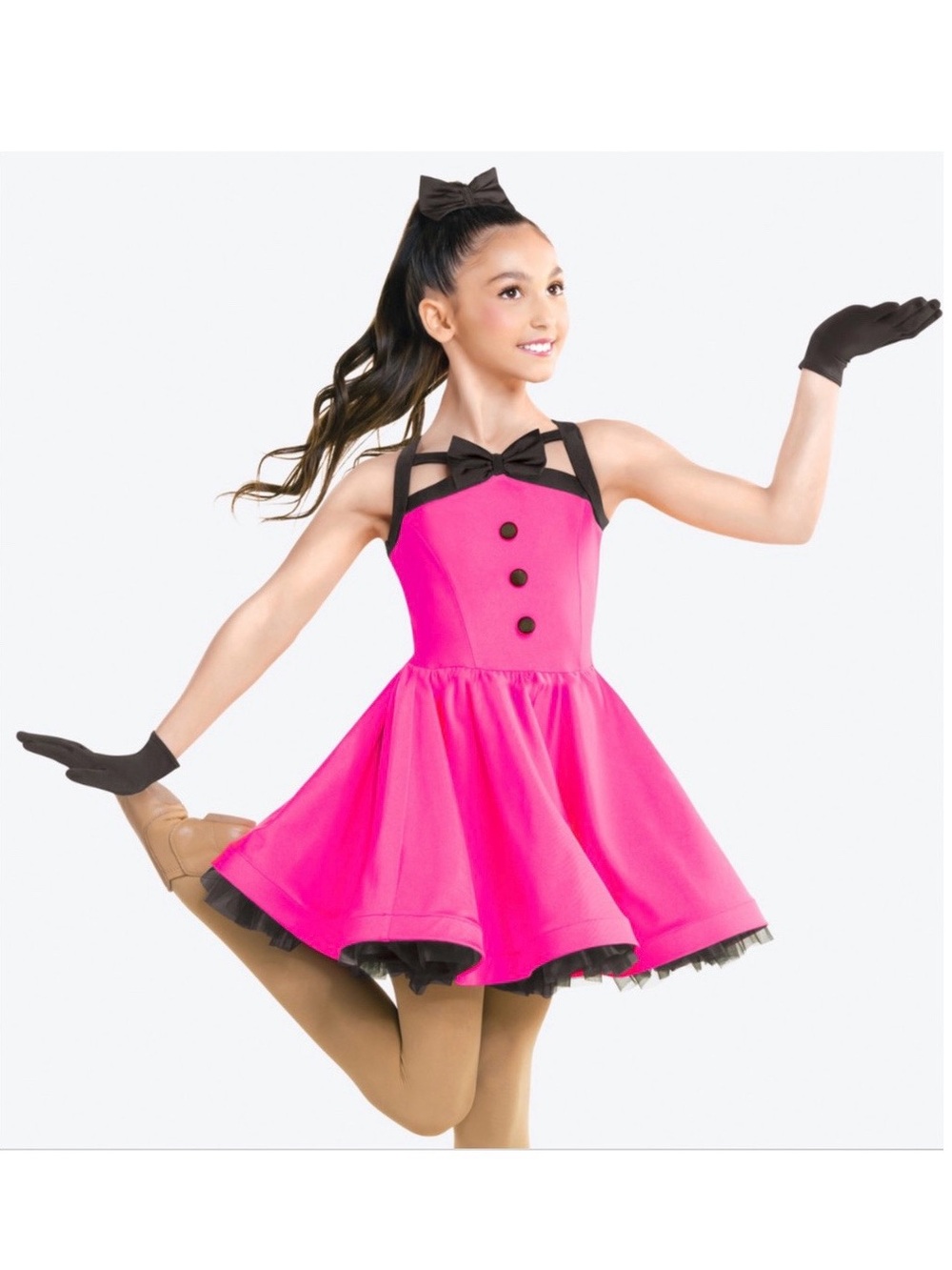 Revolution Dancewear | Accentuate the Positive Pink Dance Costume Black Trim, MC